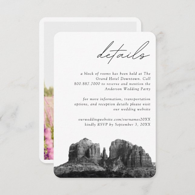 Sedona Wedding Hotel Room Block Details Enclosure Card (Front/Back)
