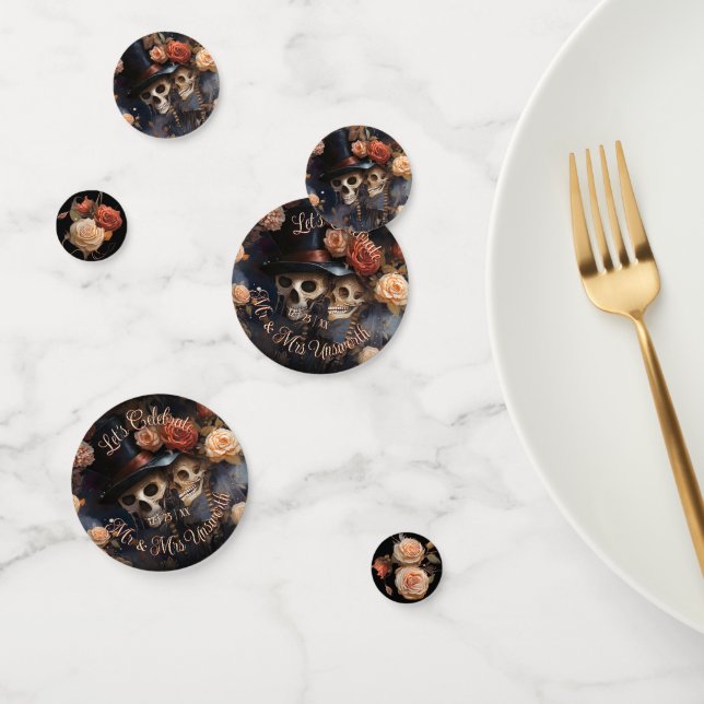 Seductive Skeletons Romantic Kiss Gothic Wedding Confetti (Group)