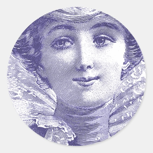 Seductive Victorian Diva - French Fashion Plate Classic Round Sticker (Front)