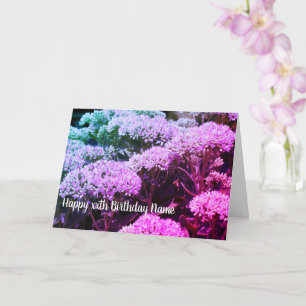 Sedum Rainbow Flower Personalised Birthday Card
