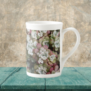 Sedum Spathulifolium Floral Bone China Mug