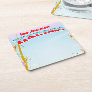 See America! - Kansas Square Paper Coaster