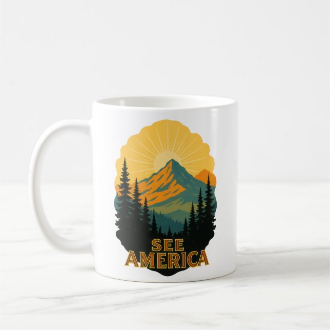 See America National Park Poster Style Coffee Mug (Left)