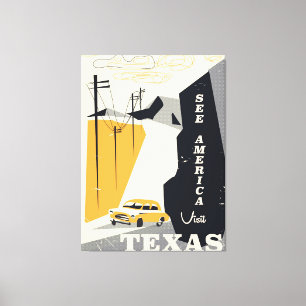 See america - Texas 1950s vintage travel poster Canvas Print