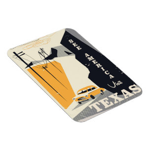 See america - Texas 1950s vintage travel poster Magnet