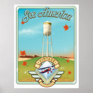 See America Vintage 50's style flight poster
