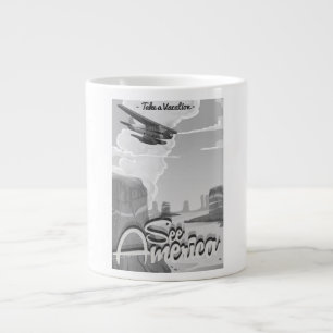 See America Vintage Cartoon Large Coffee Mug