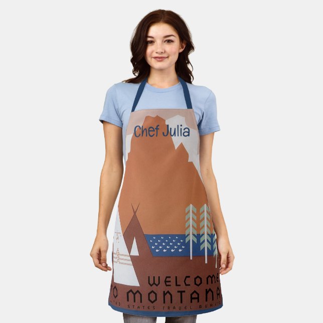 See America Welcome to Montana, Vintage Travel Apron (Worn)