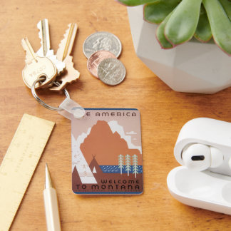 See America Welcome to Montana, Vintage Travel Key Ring