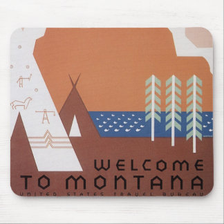 See America Welcome to Montana, Vintage Travel Mouse Pad