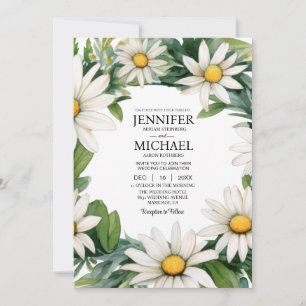 SEE BACK All-In-One Daisies Wedding Invitation