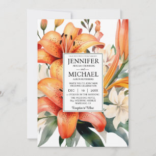 SEE BACK All-In-One Tiger Lily Wedding Invitation