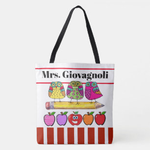 See Back - Cute Owl Teacher Tote