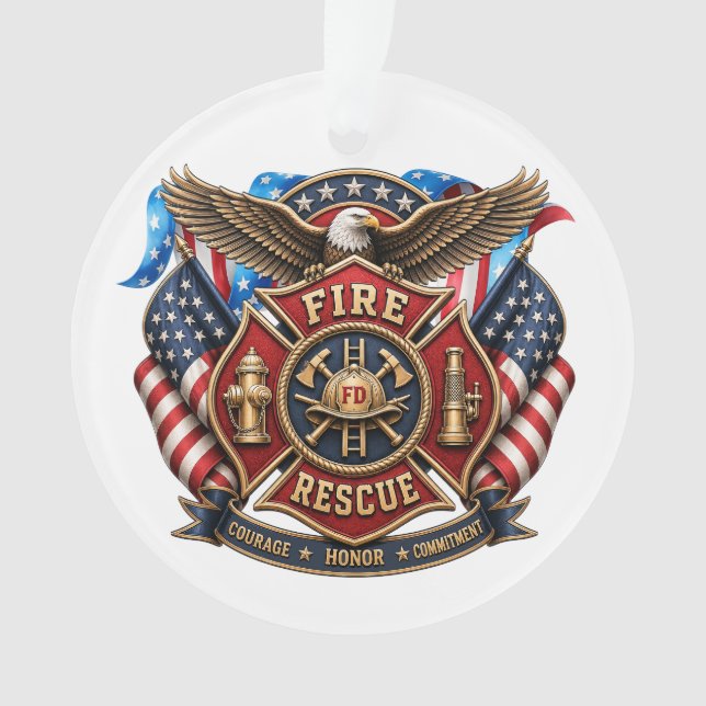 See Back - Firefighter Acrylic Ornament (Front)