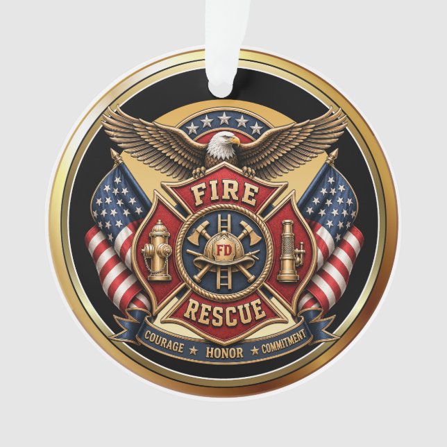 See Back - Firefighter Acrylic Ornament (Front)