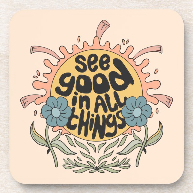 See Good in all Things Hippie Graphic Coaster (Front)