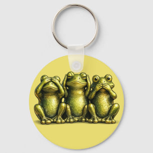 See Hear Speak No Evil Funny Frogs Key Ring