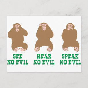 See Hear Speak No Evil Postcard