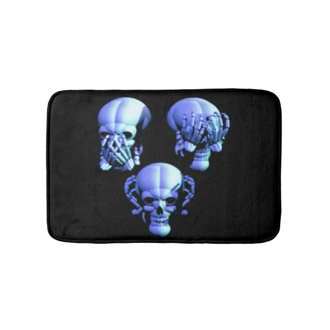 See Hear Speak No Evil Skulls Bath Mat (Front)
