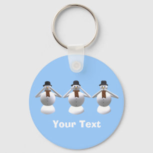 See, Hear, Speak No Evil Snowman Christmas Keyring