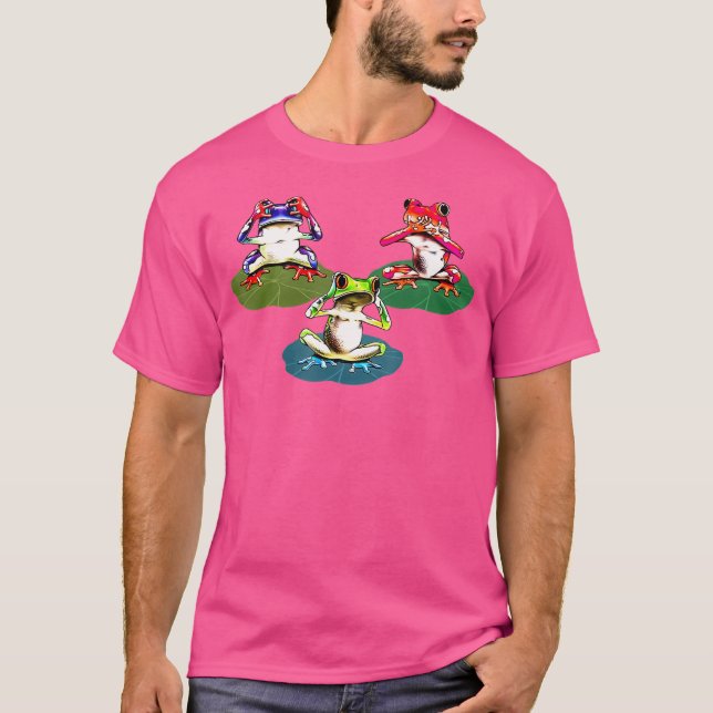 See Hear Speak No Evil Wise Frog Tree Frog T-Shirt (Front)
