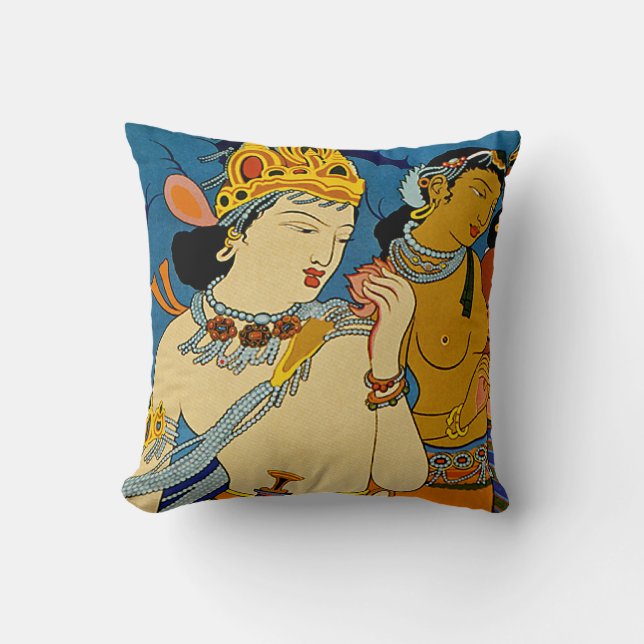 See India ~ Ajanta Frescoes Cushion (Front)