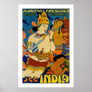 See India - Ajanta Frescoes Poster