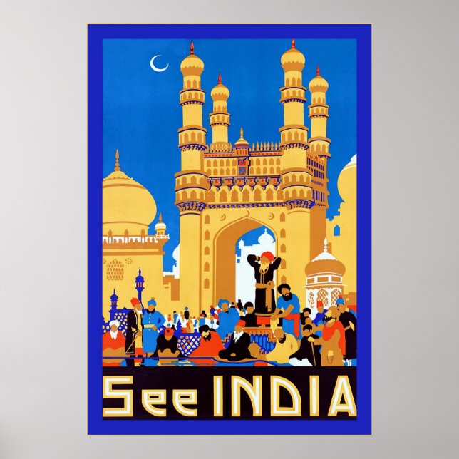 See India ~ Hyderabad ~ Vintage Travel Poster (Front)