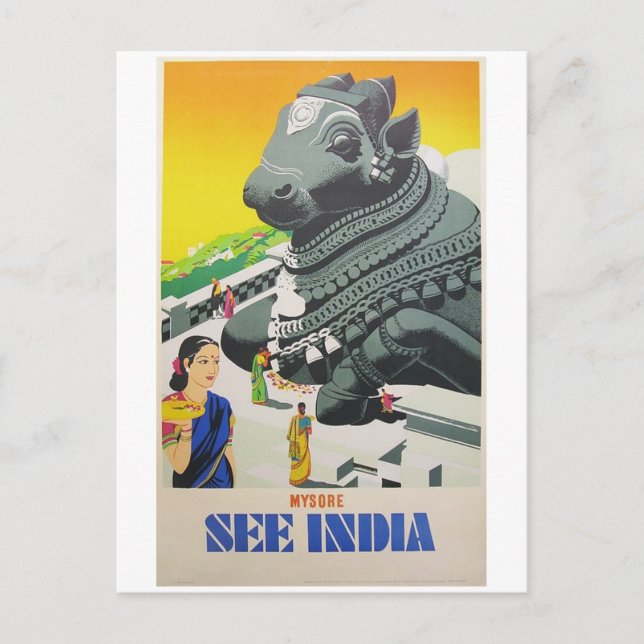 See India Postcard from Vintage Poster (Front)