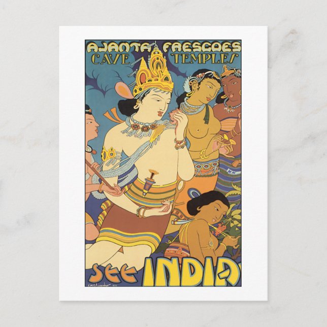 See India Vintage Travel Poster Postcard (Front)