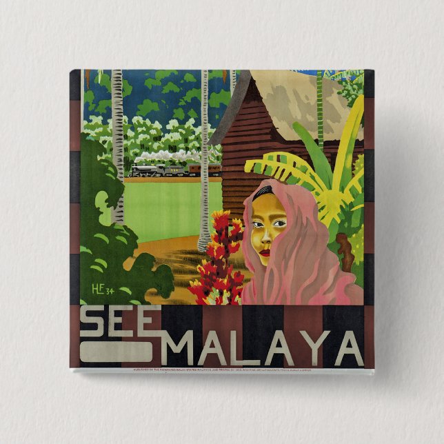 See Malaya 15 Cm Square Badge (Front)