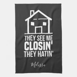 See Me Closing Realtor Estate Agent Personalised Tea Towel