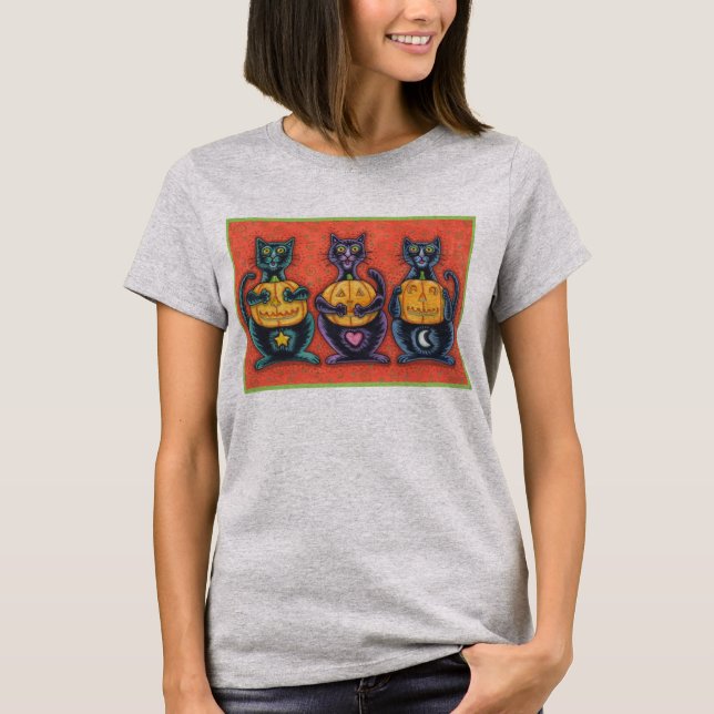 SEE NO EVIL BLACK CATS, HALLOWEEN CLASSIC T-SHIRT (Front)