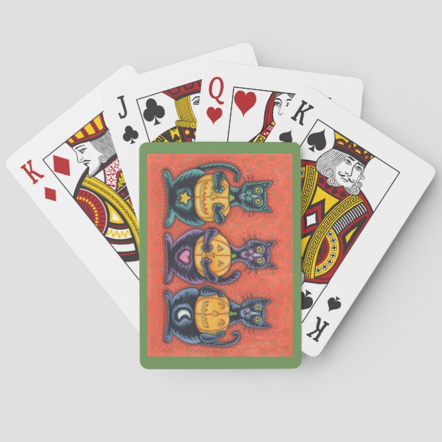 SEE NO EVIL BLACK CATS HALLOWEEN PLAYING CARDS (Back)
