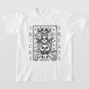 SEE NO EVIL CEMETERY SKELETON TRICK OR TREAT T-Shirt