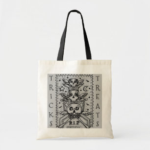 SEE NO EVIL CEMETERY SKELETON TRICK OR TREAT TOTE BAG