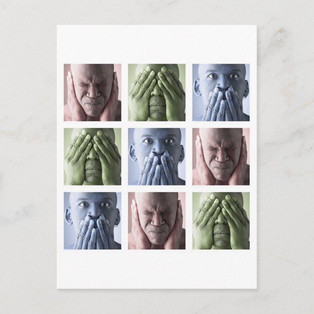 See no evil hear no evil speak no evil postcard (Front)