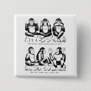 See No Evil, Hear No Evil, Speak No Evil, Rephrase 15 Cm Square Badge