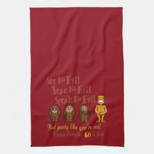 See No Evil Party 60th Tea Towel