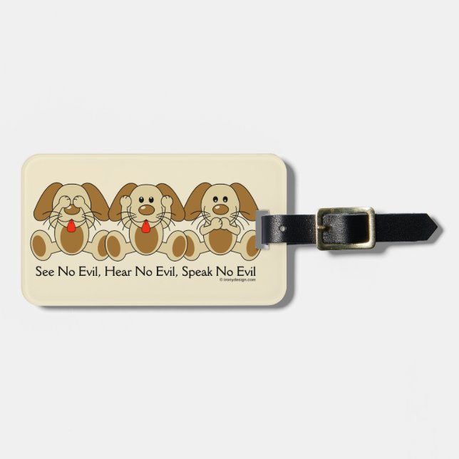 See No Evil Puppies Luggage Tag (Front Horizontal)