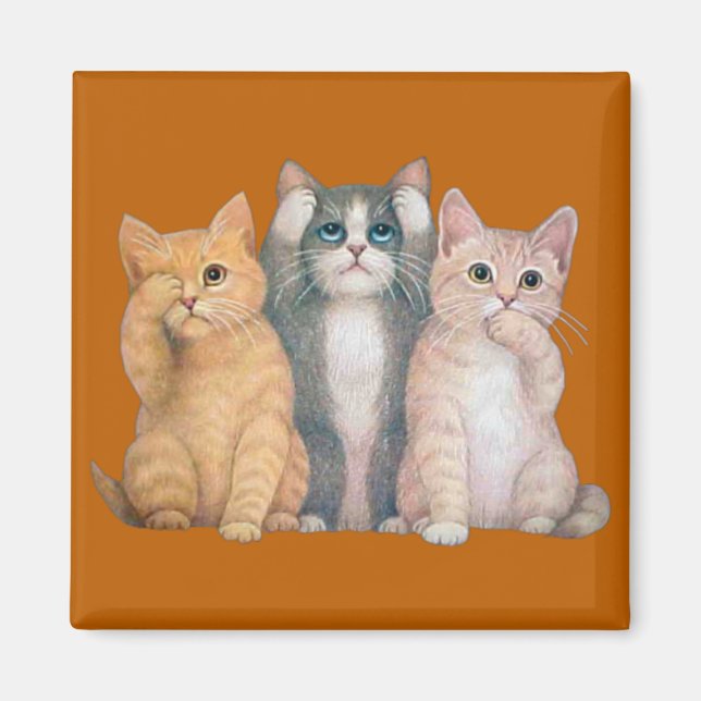 See No Hear No Speak No Evil Cats Magnet (Front)