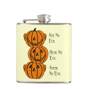 See No, Hear No, Speak No Evil Pumpkins Flask
