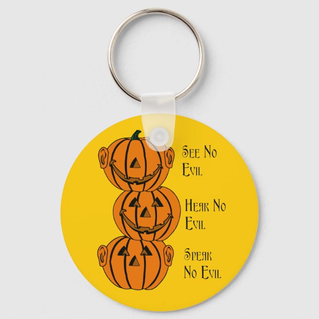 See No, Hear No, Speak No Evil Pumpkins Key Chain (Front)