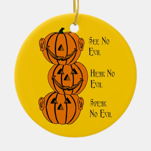 See No, Hear No, Speak No Evil Pumpkins Ornament (Front)