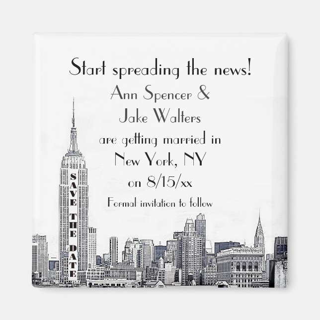 SEE REVISED LINK! NYC Skyline Etched 01 Save Date Magnet (Front)