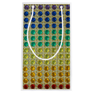 See rhinestone jewels with gold as a flashy cover small gift bag
