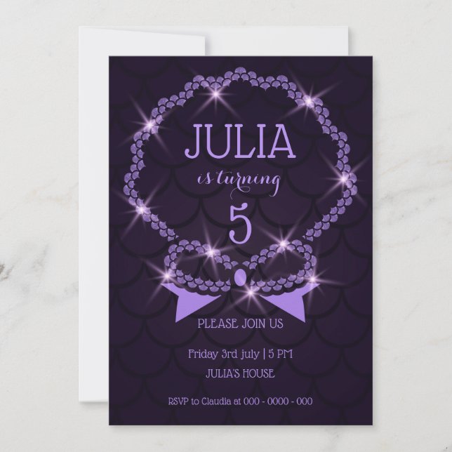 See Shell with mermaid scales and glitter effect Invitation (Front)