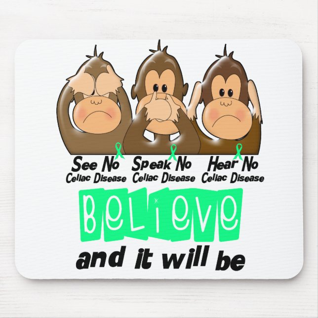 See Speak Hear No Celiac Disease 3 Mouse Pad (Front)
