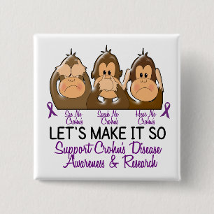 See Speak Hear No Crohns Disease 2 15 Cm Square Badge