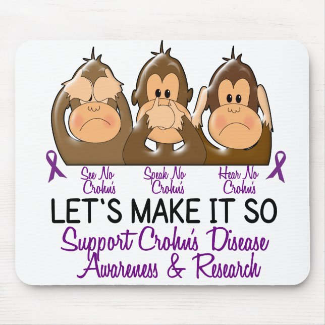 See Speak Hear No Crohns Disease 2 Mouse Pad (Front)